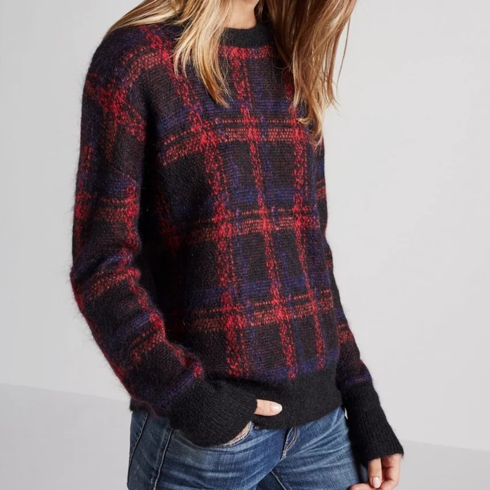 NWT Current Elliott Plaid crew neck sweater
